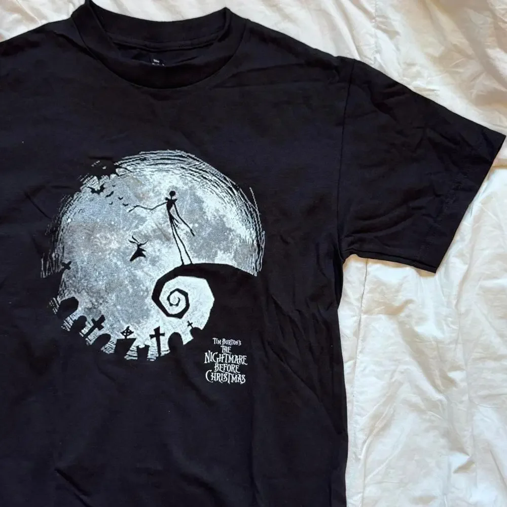 Nightmare before christmas black graphic t shirt S emo goth y2k hot topic casual